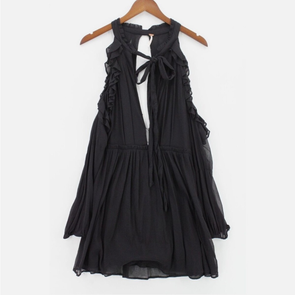 Free People Black Ruffled Dress